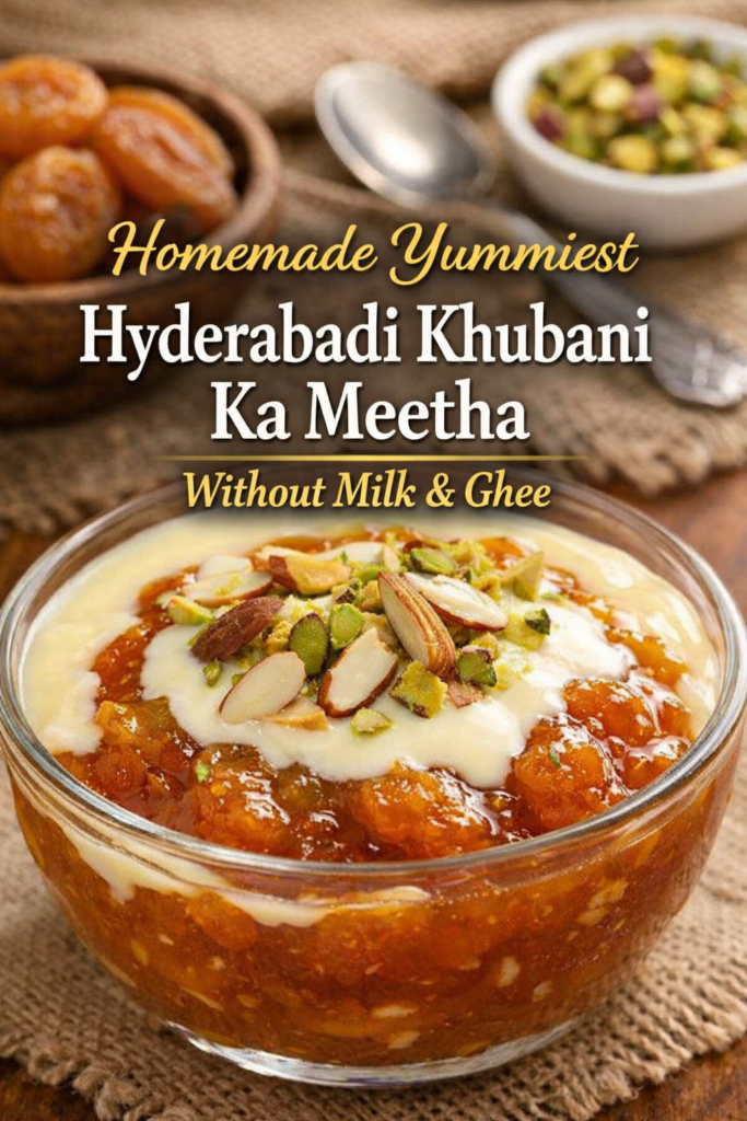 yummiest homemade Hyderabadi khubani ka meetha without milk and ghee or oil, beneficial from health point of view. Stay safe, stay healthy